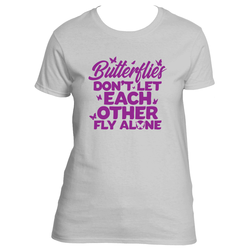 Never Fly Alone Women's Tee (Purple Font)